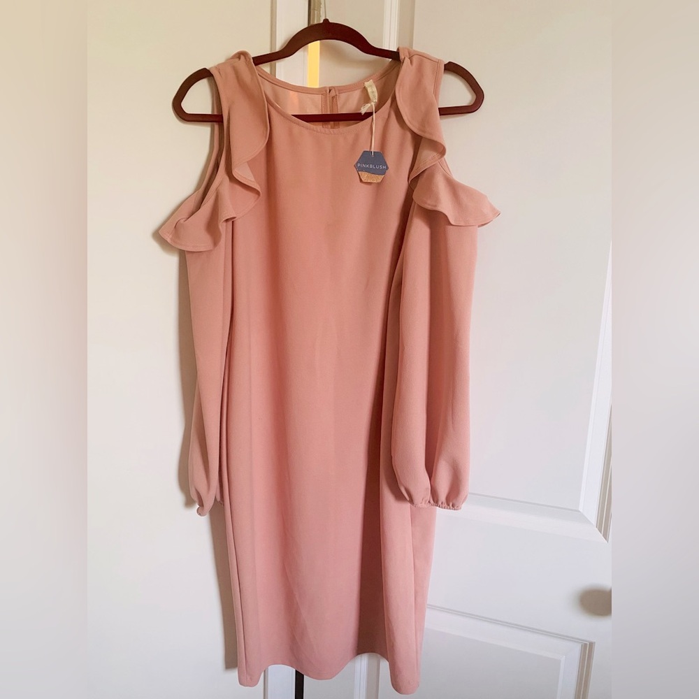 Peach cold shoulder dress
